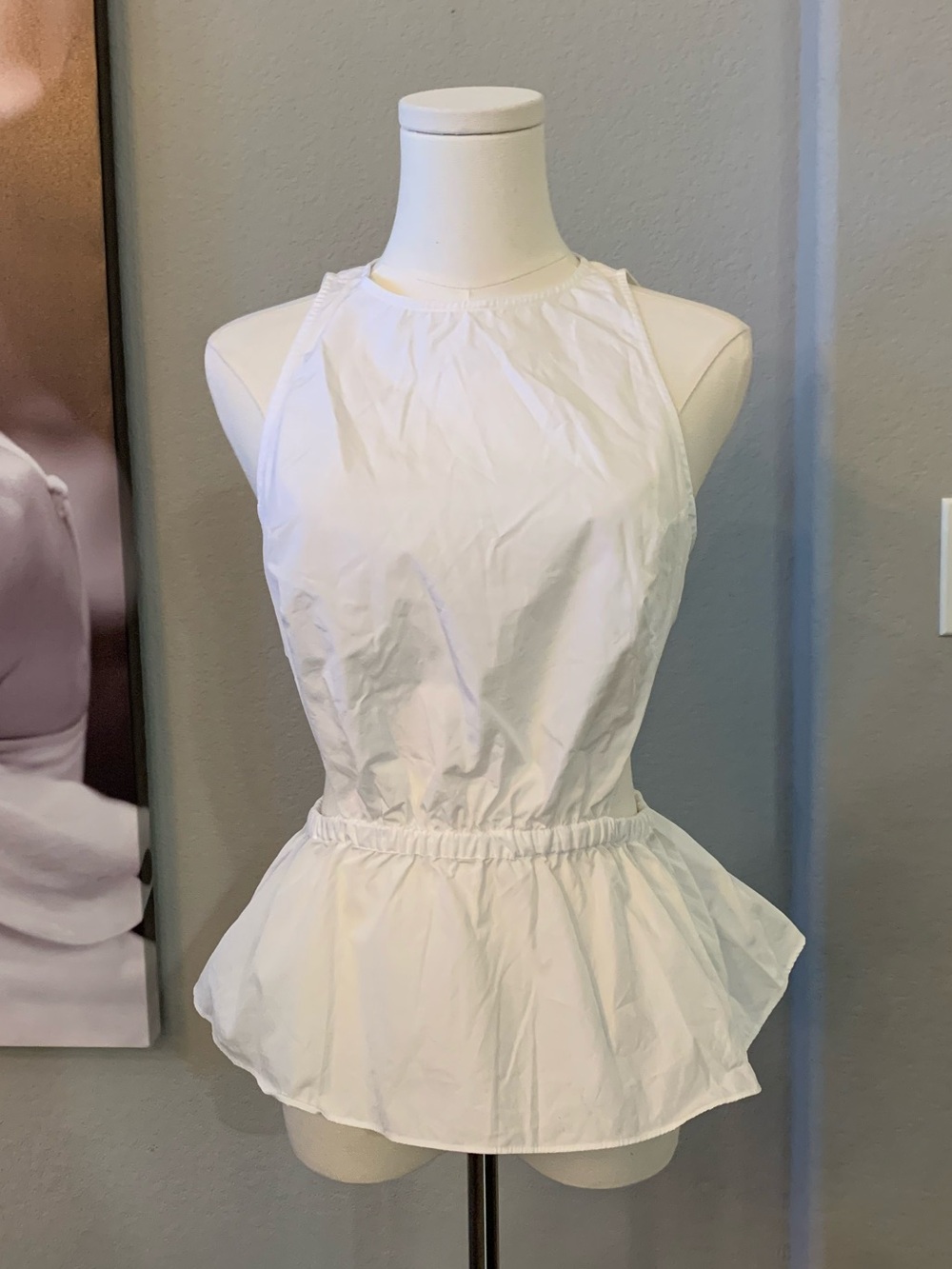 Hudson Los Angeles Side Cut Out Cotton Poplin Peplum White Blouse Size M